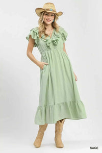 Umgee Textured Ruffle Midi Dress 100100704431930 64 Affordable Fashion Under $100 Jerry's Apparel 