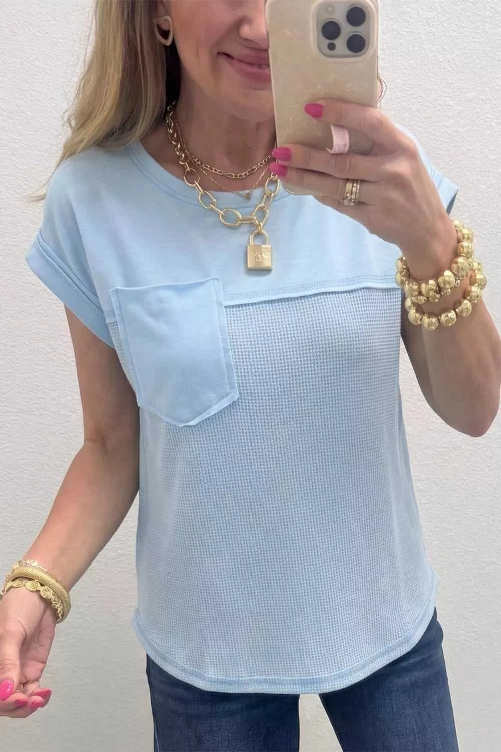 Waffle Knit Pocket T-Shirt 100100553561589 26 Affordable Fashion Under $100 Jerry's Apparel 