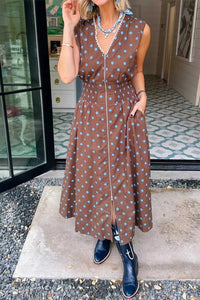Polka Dot Zipper Front Midi Dress 100100529252916 67 Gifts for Her Jerry's Apparel 