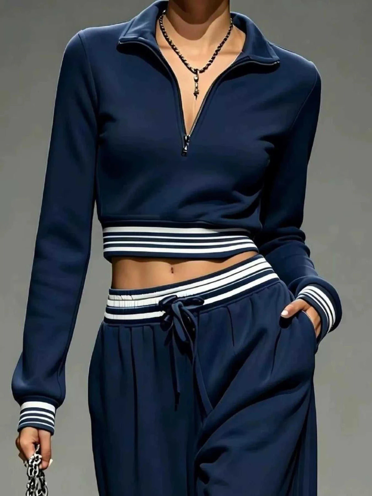Full Size Half Zip Cropped Top and Pants Set Plus Size 101001454069686 52 Affordable Fashion Under $100 Jerry's Apparel 