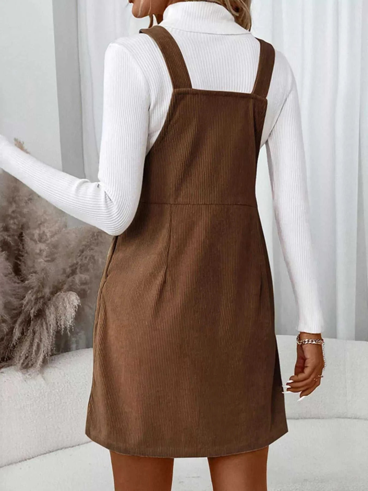Corduroy Overall Mini Dress with Adjustable Straps 100100699171576 52 Affordable Fashion Under $100 Jerry's Apparel 