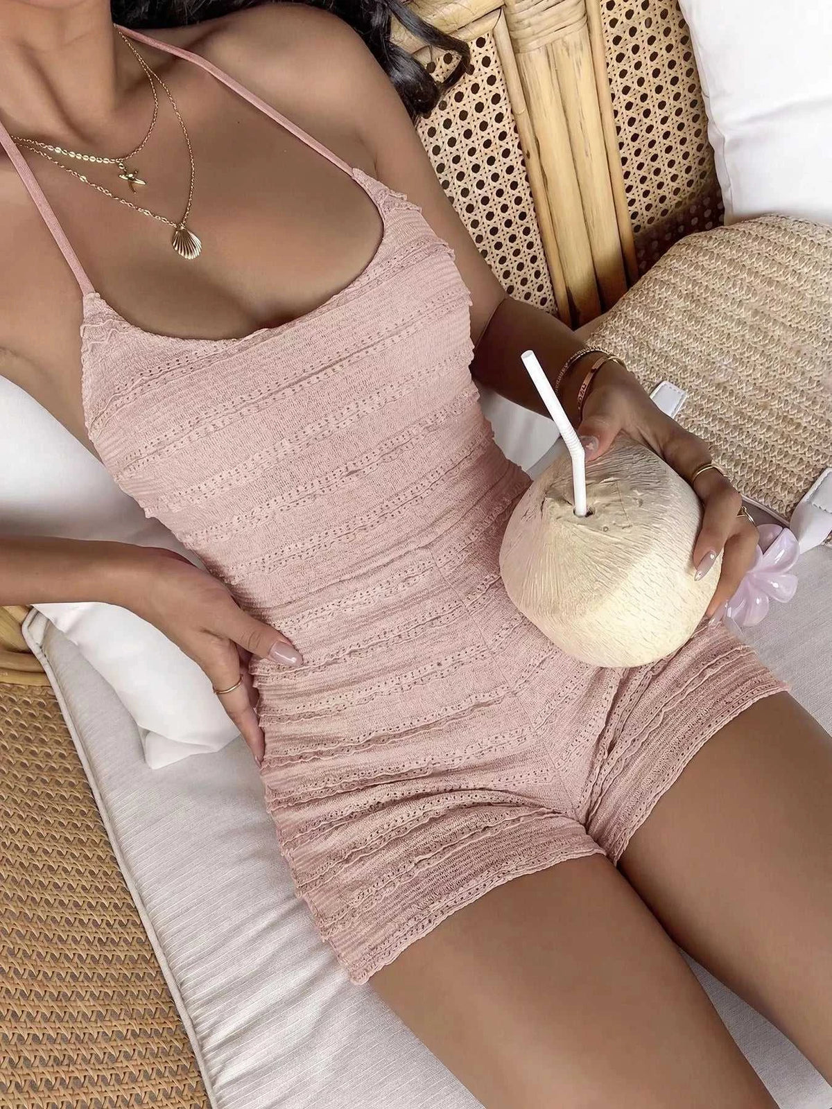Halter Neck Textured Romper 100100843638351 30 Affordable Fashion Under $100 Jerry's Apparel 