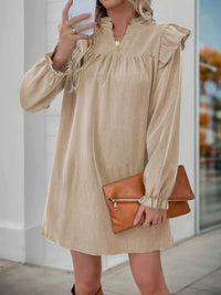 Ruffled Notched Flounce Sleeve Dress 100100408732594 42 Affordable Fashion Under $100 Jerry's Apparel 