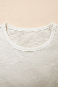 Ruffled Round Neck Cap Sleeve Blouse