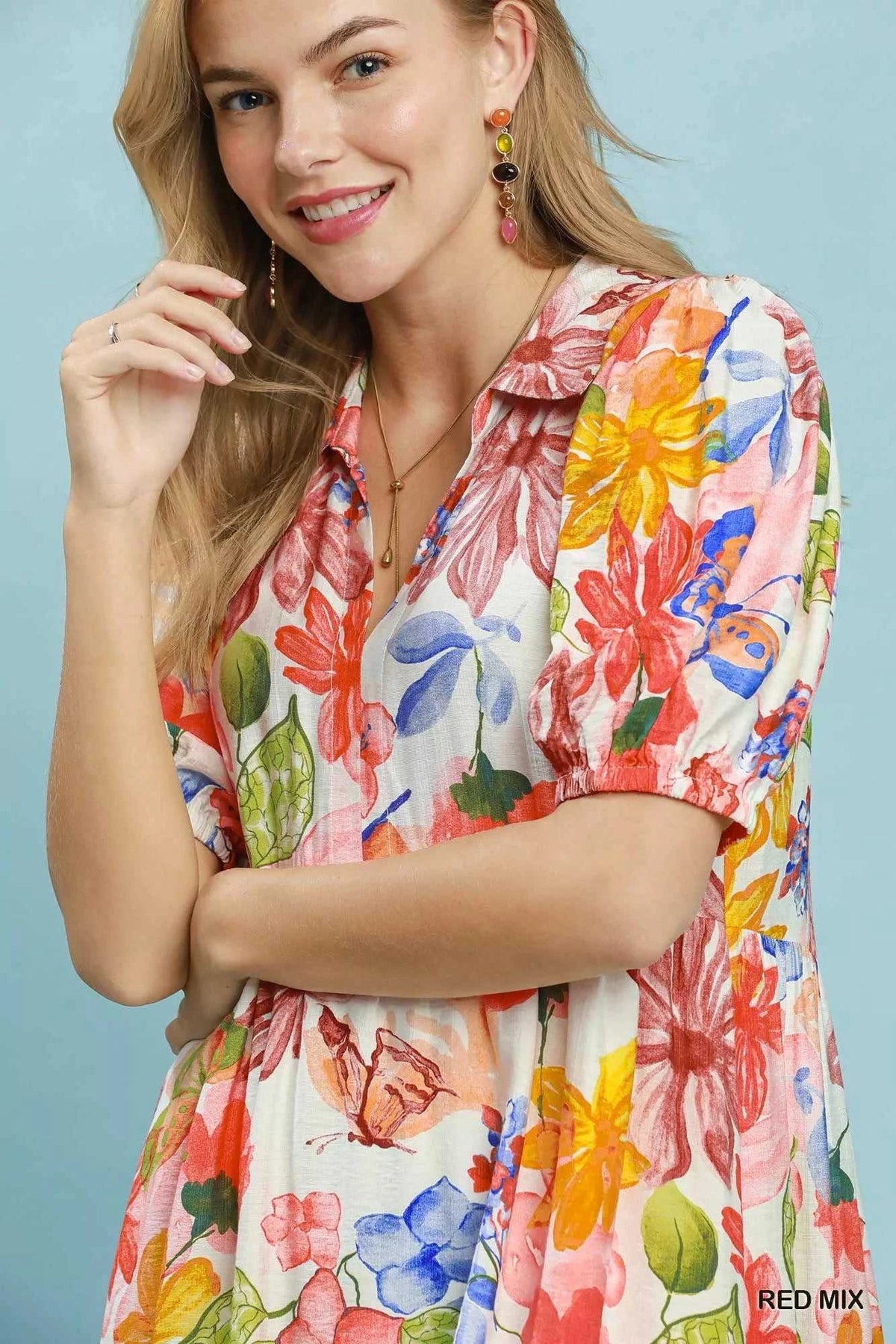Umgee Watercolor Floral Tiered Midi Dress 100100286061904 62 Affordable Fashion Under $100 Jerry's Apparel 