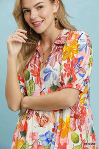 Umgee Watercolor Floral Tiered Midi Dress 100100286061904 62 Affordable Fashion Under $100 Jerry's Apparel 