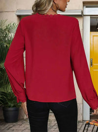 Perfee Lace Detail V-Neck Long Sleeve Blouse 100100360921266 33 Affordable Fashion Under $100 Jerry's Apparel 