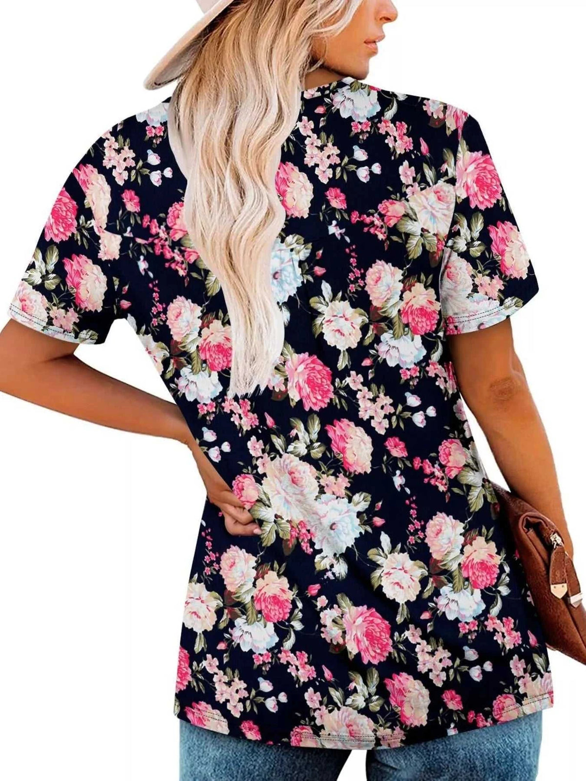 Plus Size Floral Print Short Sleeve T-Shirt 100100354664882 26 Affordable Fashion Under $100 Jerry's Apparel 