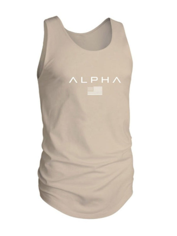 Men's US Flag Round Neck Tank