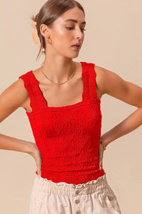 SO ME Floral Jacquard Seamless Tank Top