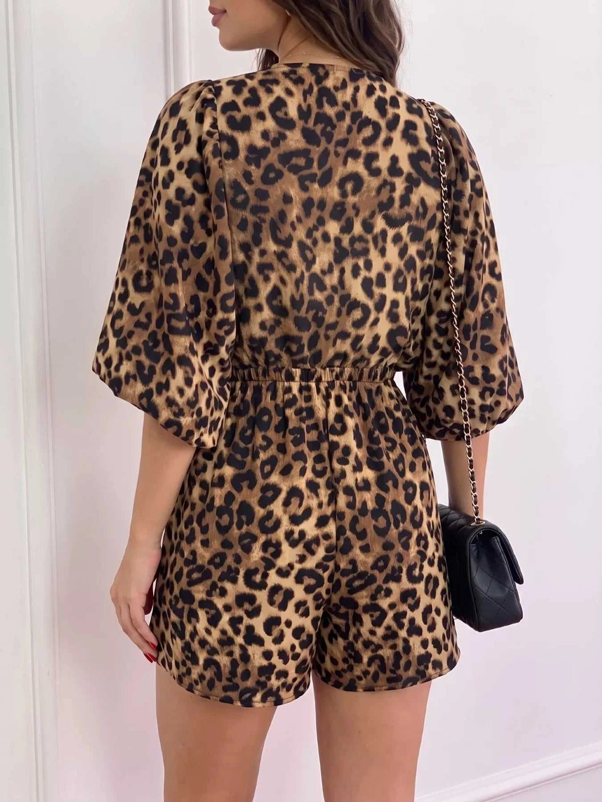 V-Neck Leopard Print Puff Sleeve Romper 101001357291965 28 Affordable Fashion Under $100 Jerry's Apparel 