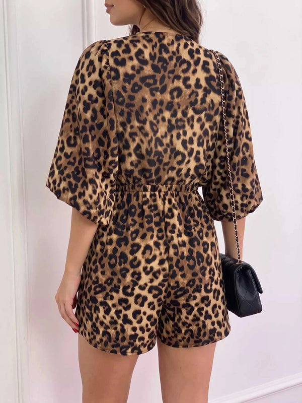V-Neck Leopard Print Puff Sleeve Romper 101001357291965 28 Affordable Fashion Under $100 Jerry's Apparel 
