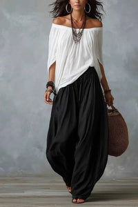 Full Size Off-Shoulder Top and Wide-Leg Pants Set Plus Size 100100599262559 45 Affordable Fashion Under $100 Jerry's Apparel 