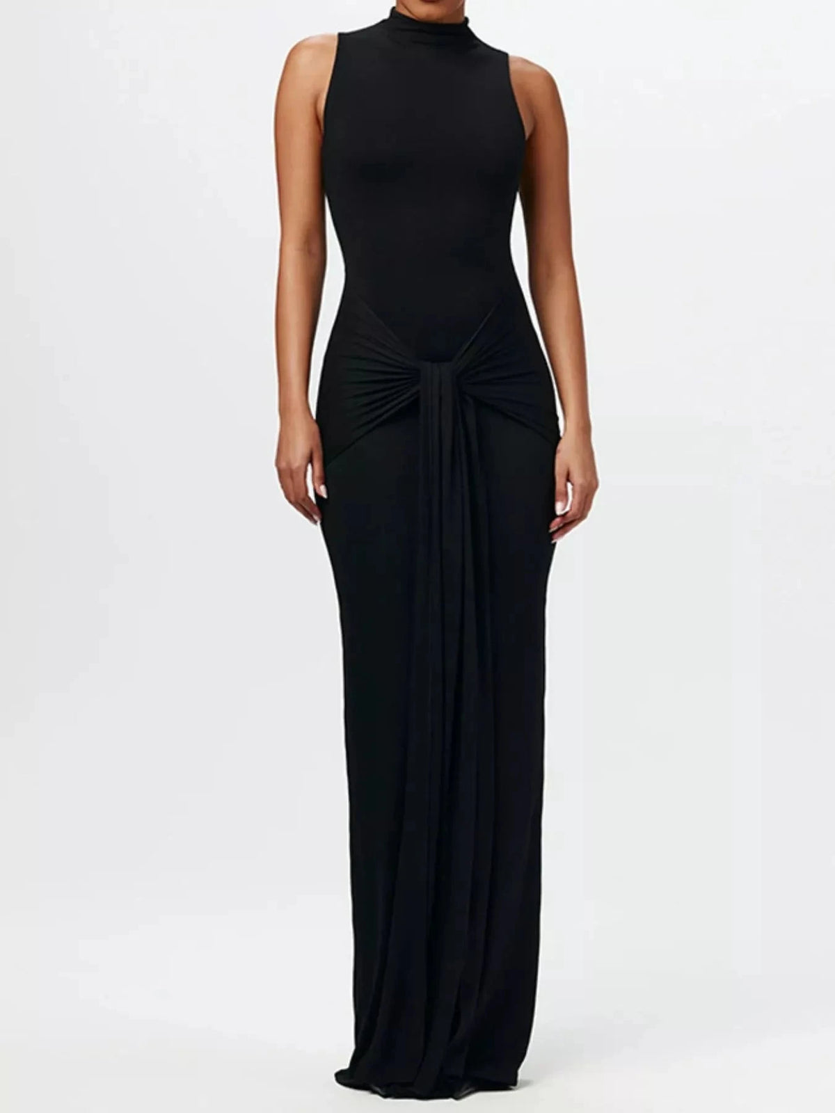 Sleeveless Mock Neck Knot Front Maxi Dress 100100133371526 32 Affordable Fashion Under $100 Jerry's Apparel 