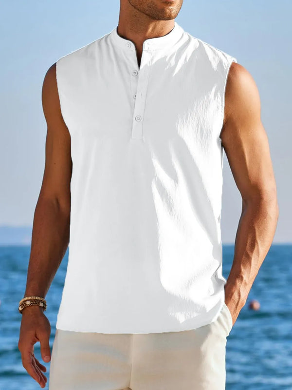 Men's Full Size Button Detail Tank Plus Size