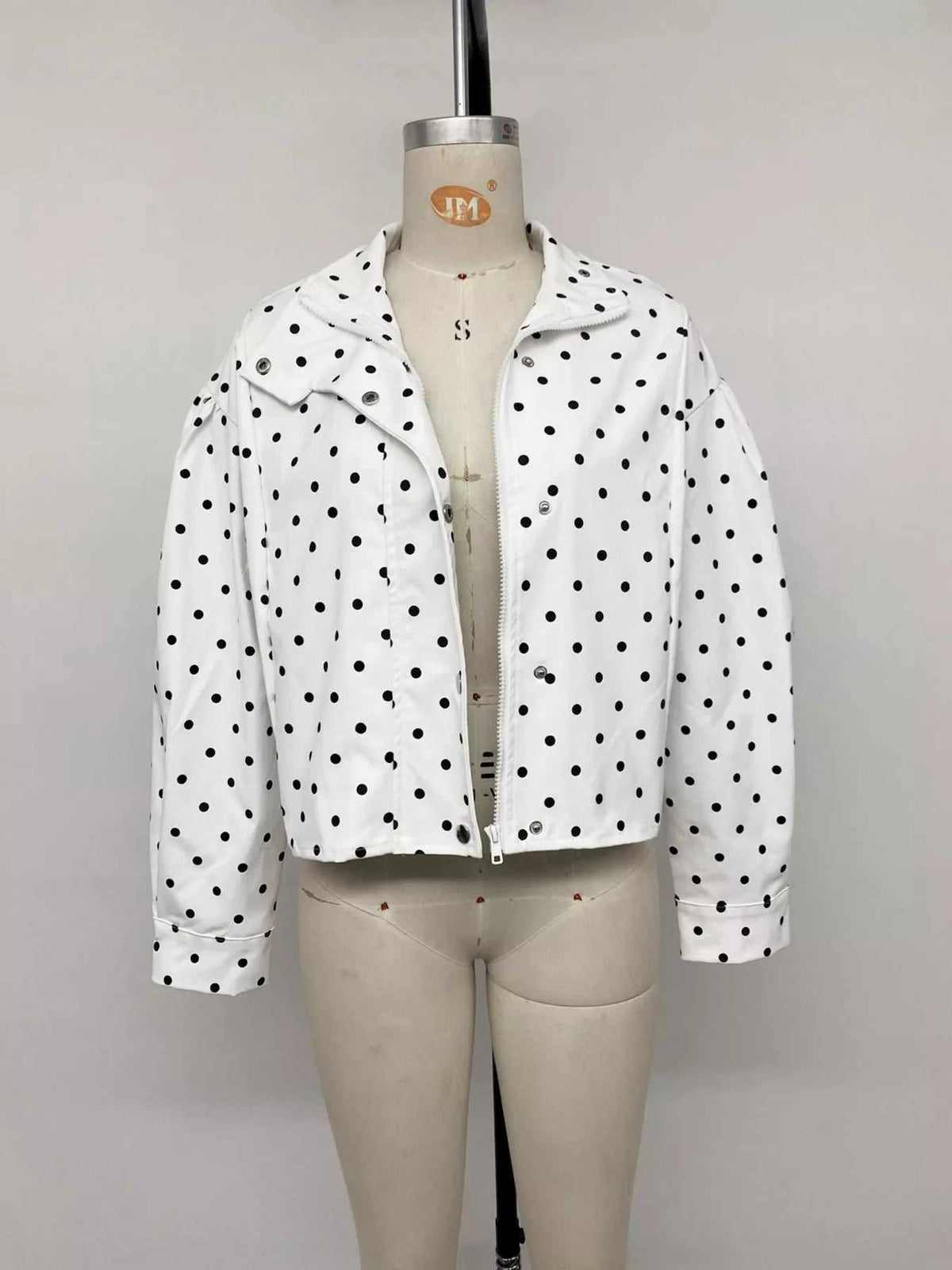 Polka Dot Zip Up Cropped Jacket 100100822180695 55 Seasonal Fashion Collections Jerry's Apparel 