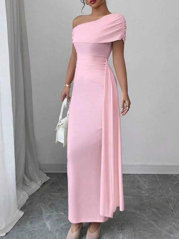 One-Shoulder Ruched Maxi Dress 100100331278451 36 Seasonal Fashion Collections Jerry's Apparel 