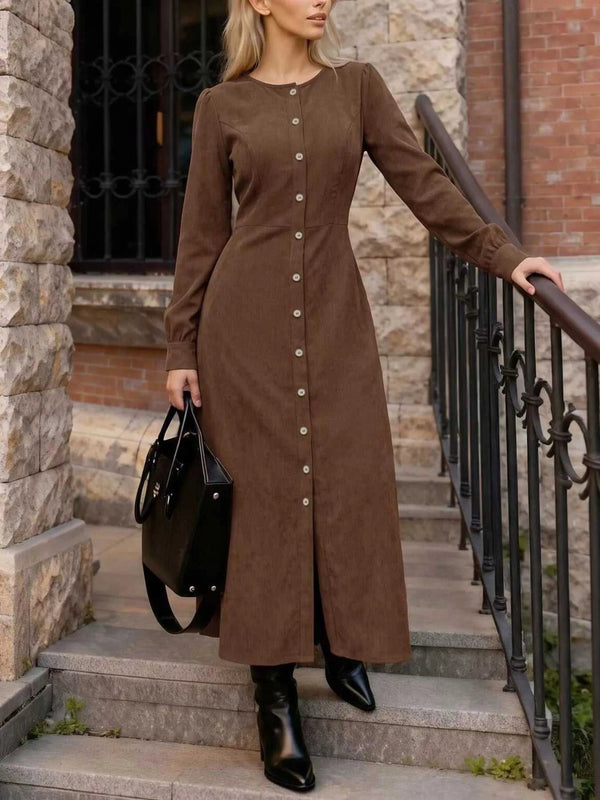 Corduroy Button-Down Maxi Dress 101001882053636 62 Jerry's Apparel 