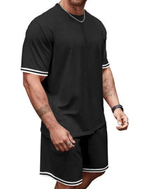 Men's Full Size Striped Short Sleeve Tee and Shorts Set Plus Size 100400468478831 33 Affordable Fashion Under $100 Jerry's Apparel 