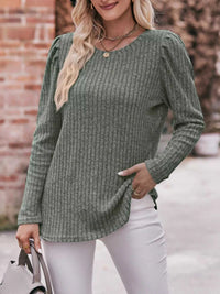 Ribbed Knit Puff Sleeve T-Shirt 100100962471478 28 Affordable Fashion Under $100 Jerry's Apparel 