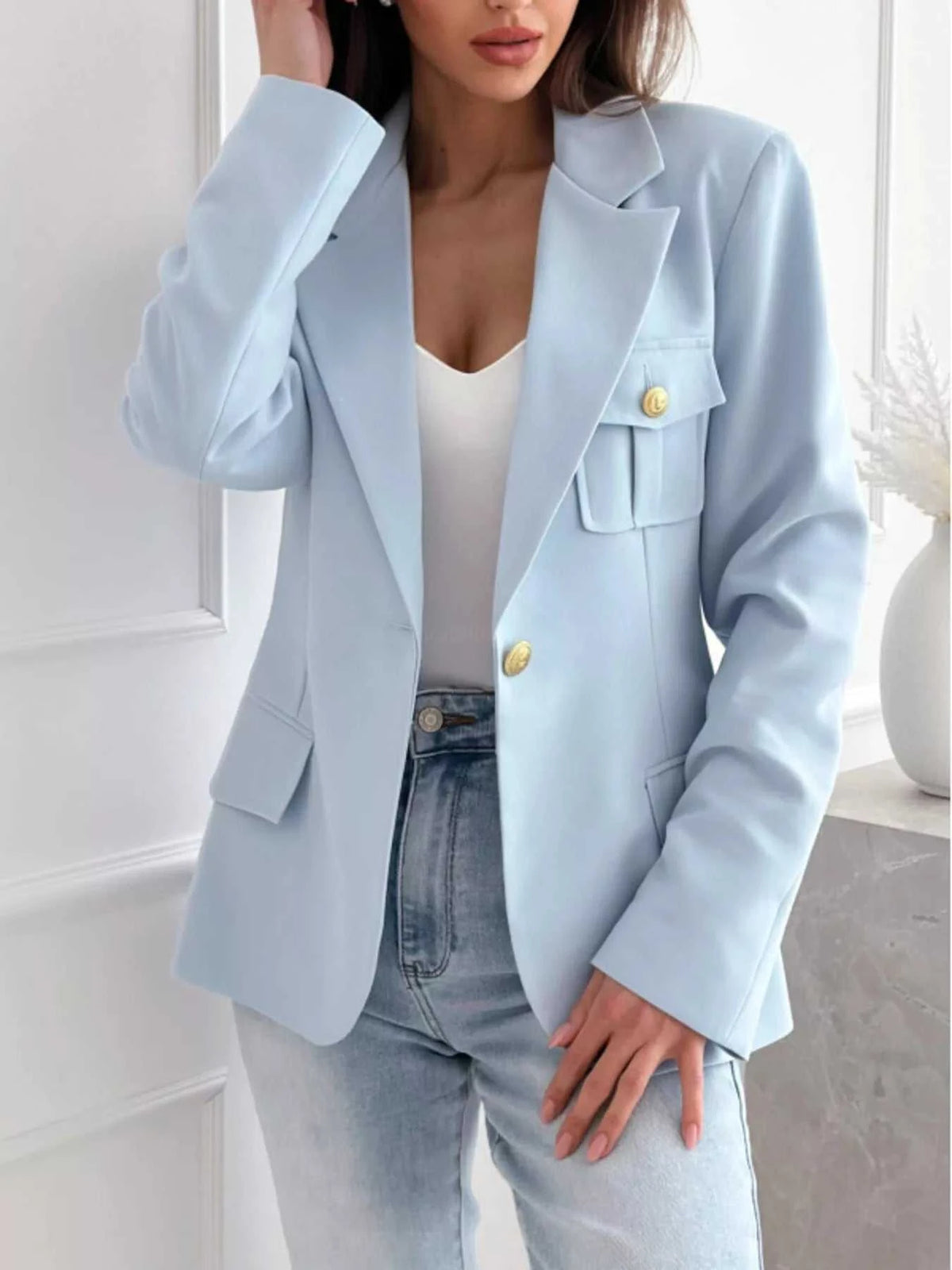 Lapel Collar One Button Blazer 100100419789798 42 Affordable Fashion Under $100 Jerry's Apparel 