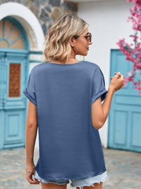 Mandy V-Neck Cuffed Blouse