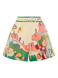 Printed Button Up Shirt and Shorts Set