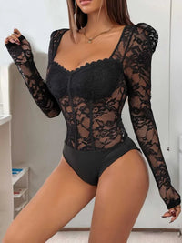 Perfee Sweetheart Neck Long Sleeve Lace Bodysuit 100100632641217 26 Affordable Fashion Under $100 Jerry's Apparel 