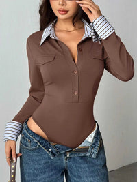 Long Sleeve Button Front Bodysuit 100100960909942 37 Affordable Fashion Under $100 Jerry's Apparel 