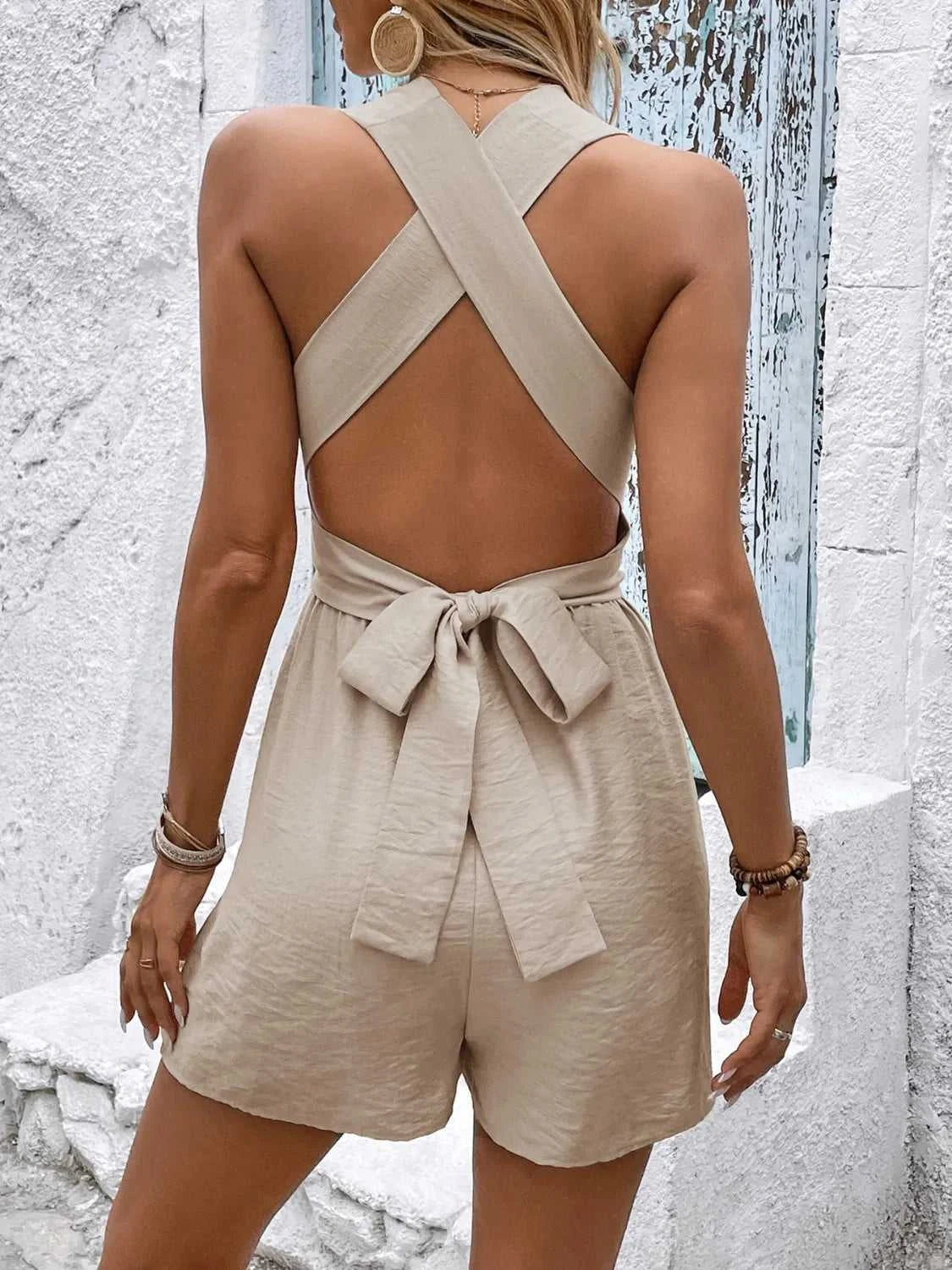 Crisscross Sleeveless Tie Back Romper 100100583451873 25 Affordable Fashion Under $100 Jerry's Apparel 