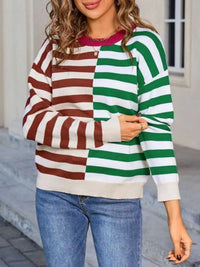 Striped Round Neck Long Sleeve Sweater 100100983519081 49 Affordable Fashion Under $100 Jerry's Apparel 