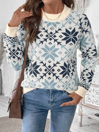 Perfee Graphic Round Neck Long Sleeve Sweater 100100776961286 42 Affordable Fashion Under $100 Jerry's Apparel 