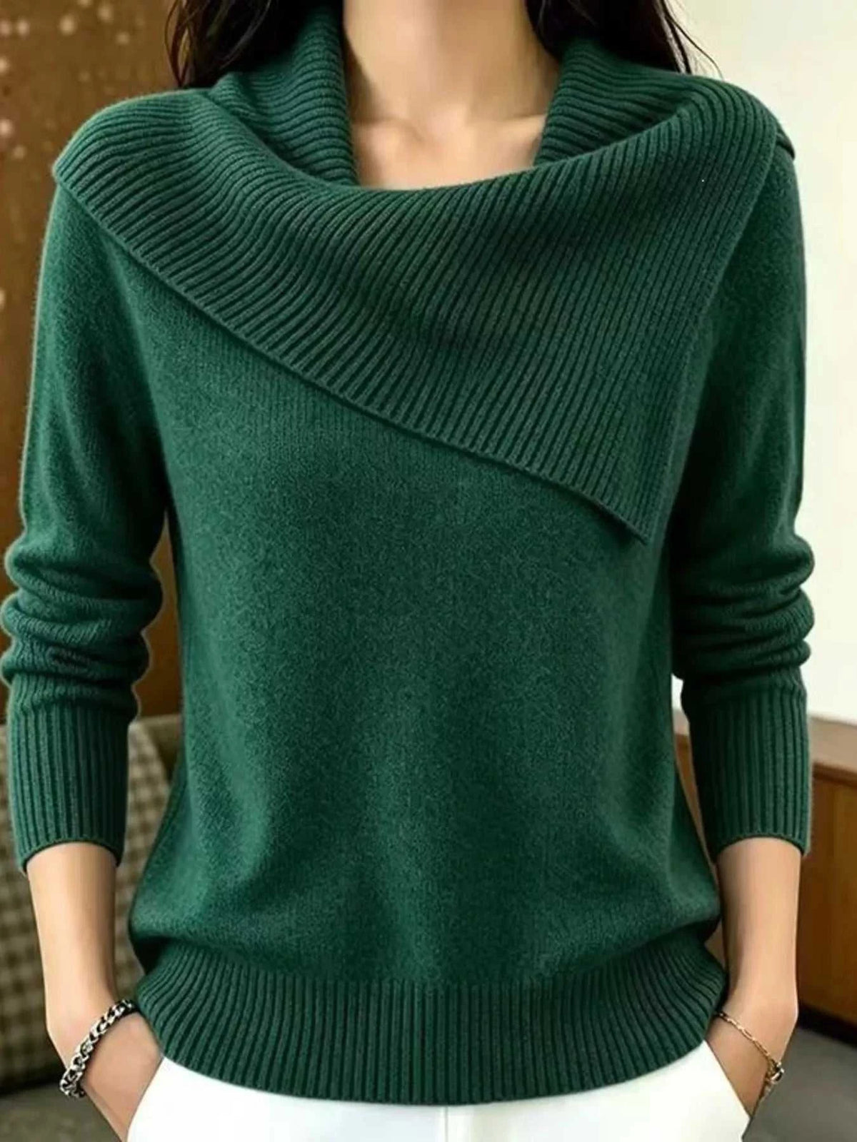 Full Size Asymmetric Ribbed Collar Sweater Plus Size 101002369014194 47 Affordable Fashion Under $100 Jerry's Apparel 