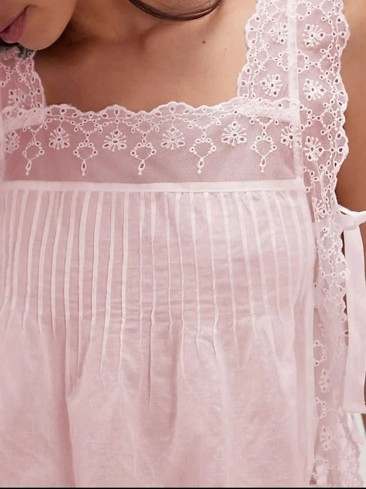 Lace-Trimmed Eyelet Square Neck Top 100100853981387 43 Affordable Fashion Under $100 Jerry's Apparel 