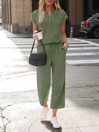 Notched Short Sleeve Top and Pants Set 100100127376521 46 Affordable Fashion Under $100 Jerry's Apparel 