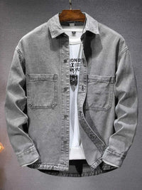 Men's Plus Size Vintage Washed Denim Shirt with Dual Chest Pockets 100400050651426 76 Affordable Fashion Under $100 Jerry's Apparel 