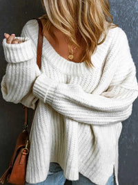 Ribbed Knit Round Neck Slouchy Chunky Sweater 100100533705787 48 Affordable Fashion Under $100 Jerry's Apparel 