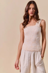 SO ME Two Tone Floral Seamless Tank Top