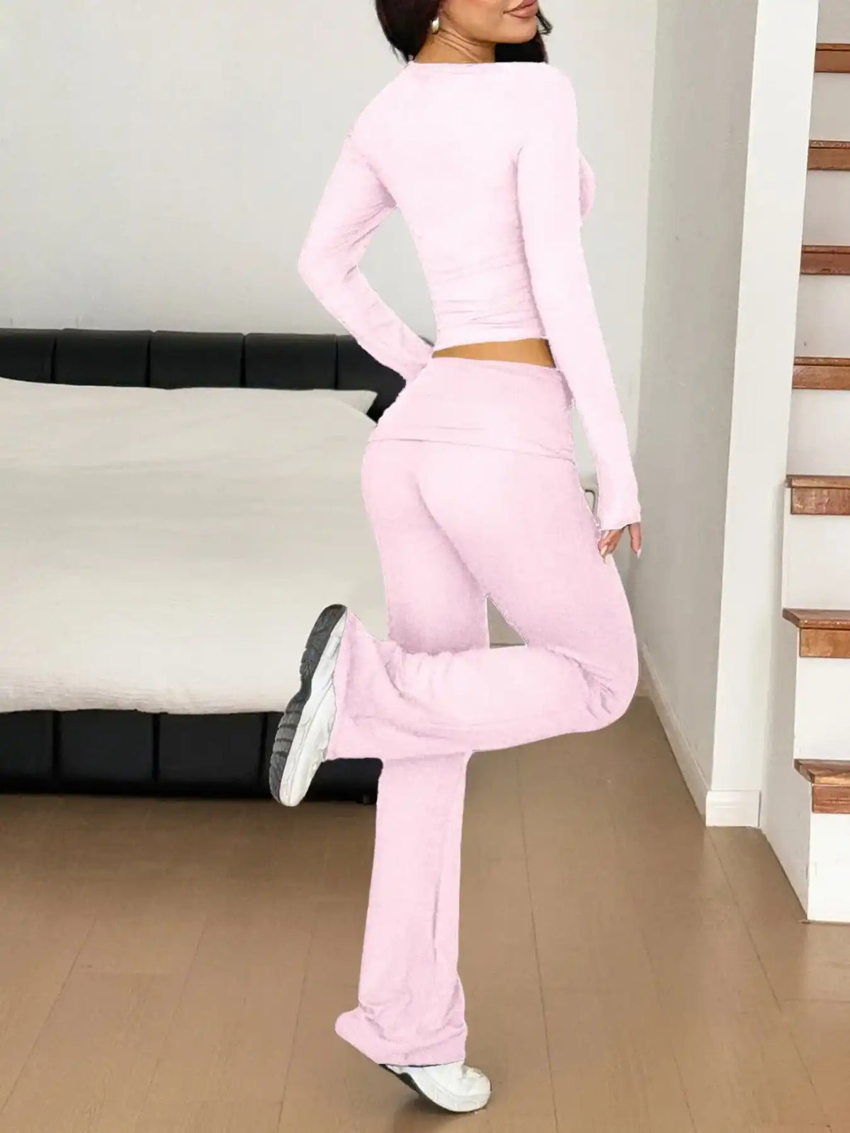 Long Sleeve Crop Top and Bootcut Pants Set 100100923609172 63 Affordable Fashion Under $100 Jerry's Apparel 