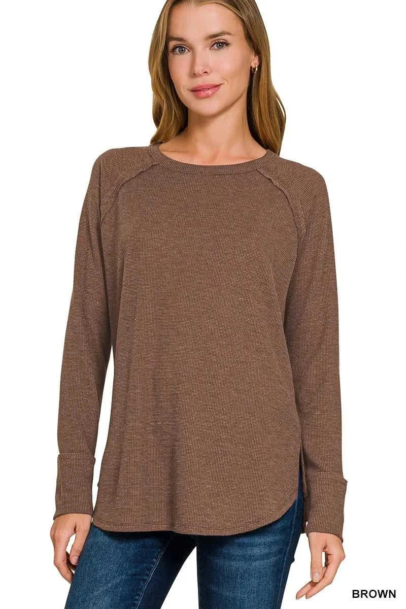 Zenana Baby Waffle Long Sleeve Top 100100667571088 21 Affordable Fashion Under $100 Jerry's Apparel 