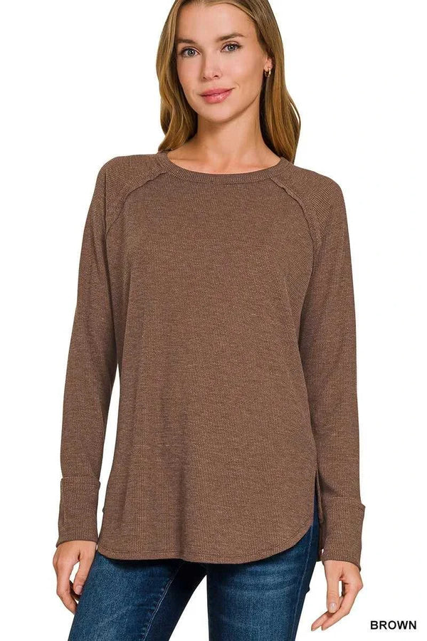 Zenana Baby Waffle Long Sleeve Top 100100667571088 21 Affordable Fashion Under $100 Jerry's Apparel 