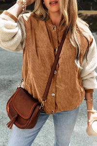 Contrast Baseball Collar Snap Down Long Sleeve Jacket 100100332355792 86 Affordable Fashion Under $100 Jerry's Apparel 