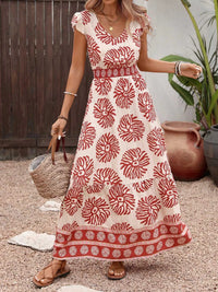 Printed V-Neck Cap Sleeve Dress 100100475035592 39 Affordable Fashion Under $100 Jerry's Apparel 