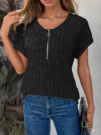 Zip-Front Short Sleeve T-Shirt