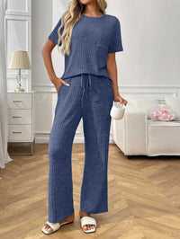 Ribbed Knit Short Sleeve Top and Pants Lounge Set 100100838010625 40 Affordable Fashion Under $100 Jerry's Apparel 