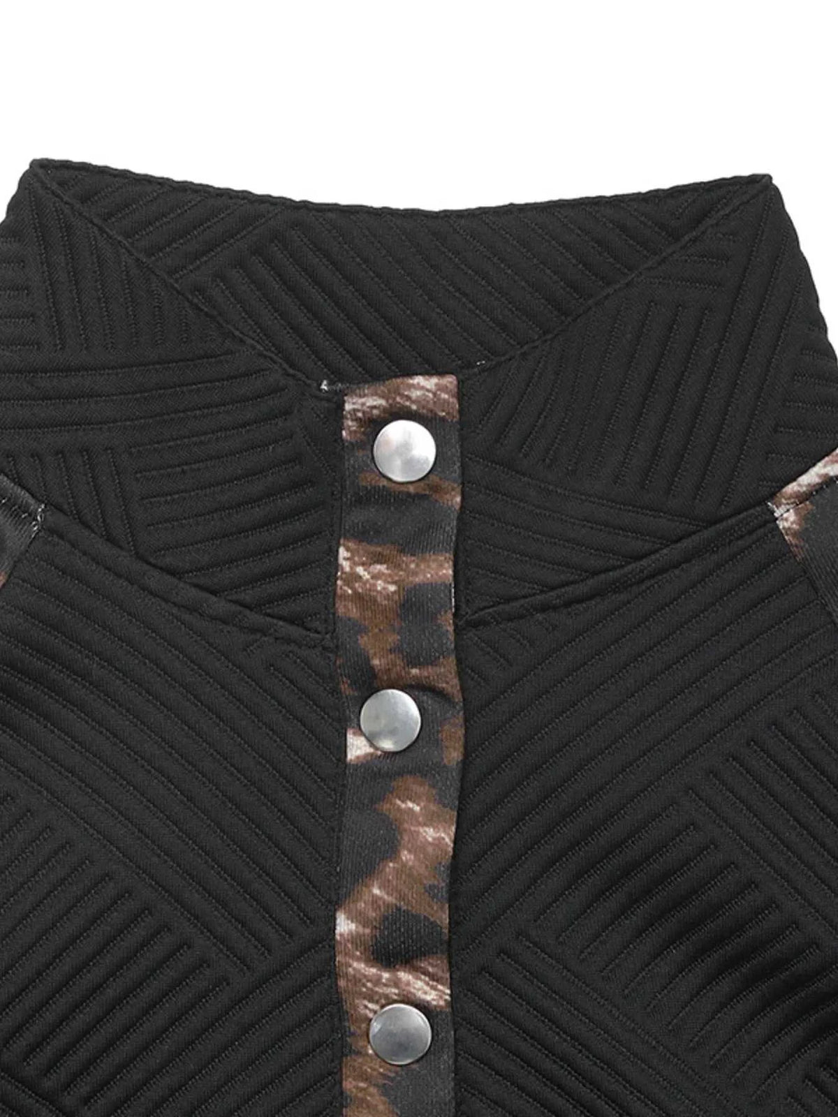Leopard Print Sleeve Quarter Snap Sweatshirt 100100434021982 36 Affordable Fashion Under $100 Jerry's Apparel 