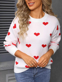 Valentine's Day Heart Pattern Dropped Shoulder Sweater 100100193932322 48 Affordable Fashion Under $100 Jerry's Apparel 
