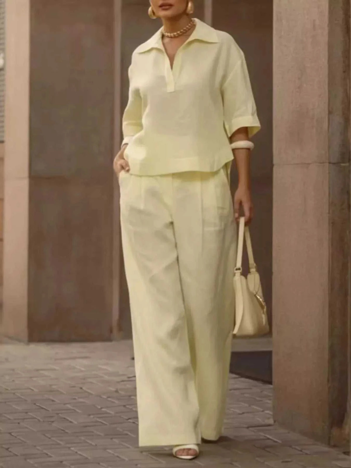 Full Size 3/4 Sleeve Top and Wide Leg Pants Set Plus Size 101001978569946 39 Affordable Fashion Under $100 Jerry's Apparel 
