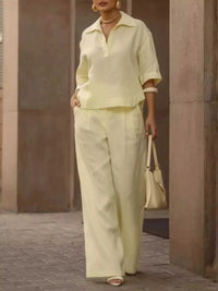 Full Size 3/4 Sleeve Top and Wide Leg Pants Set Plus Size 101001978569946 39 Affordable Fashion Under $100 Jerry's Apparel 