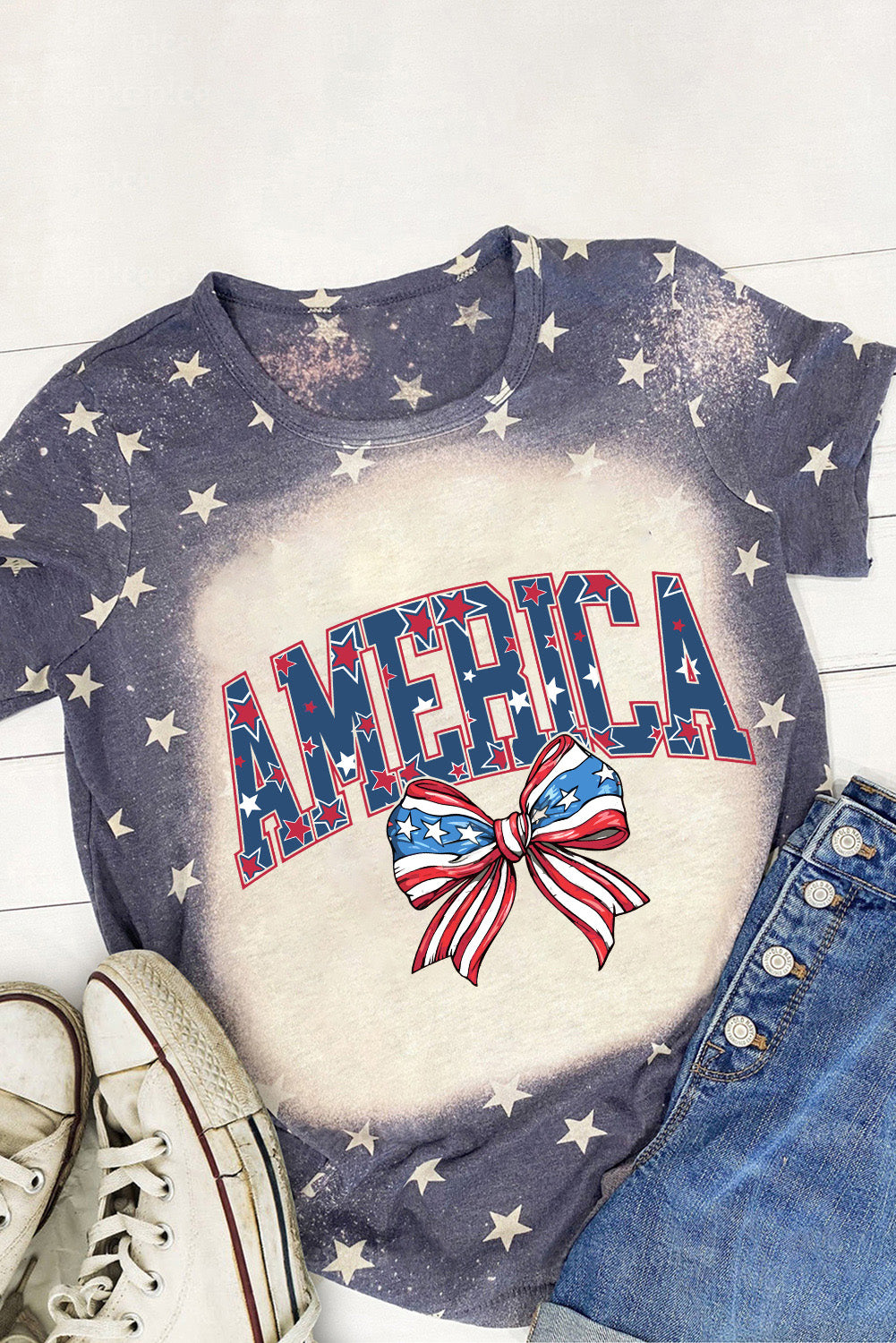 AMERICA Round Neck Short Sleeve T-Shirt